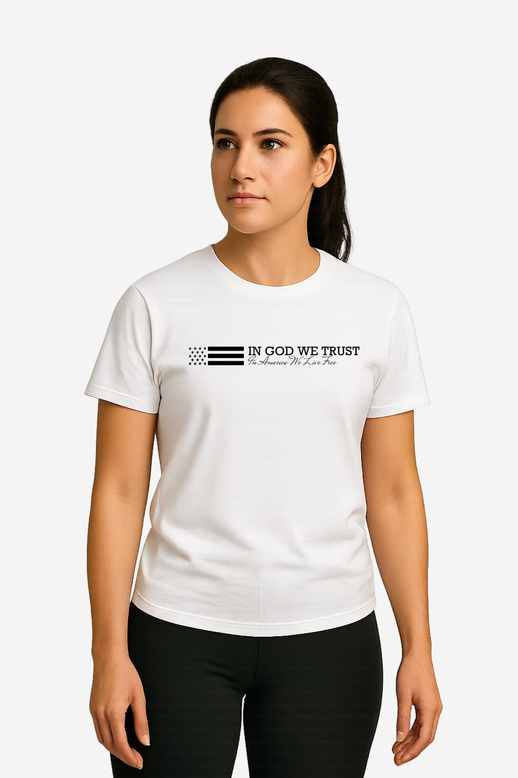In God We Trust, In America We Live Free Short Sleeve T-Shirt